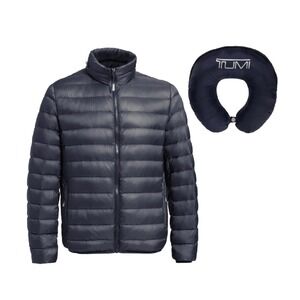 Tumi PAX Packable Navy Jacket Mens XL Down Feather Neck Pillow